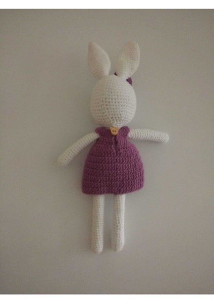 Mor Elbiseli Tavşan Amigurumi Organik Oyuncak 1 Adet fiyatları