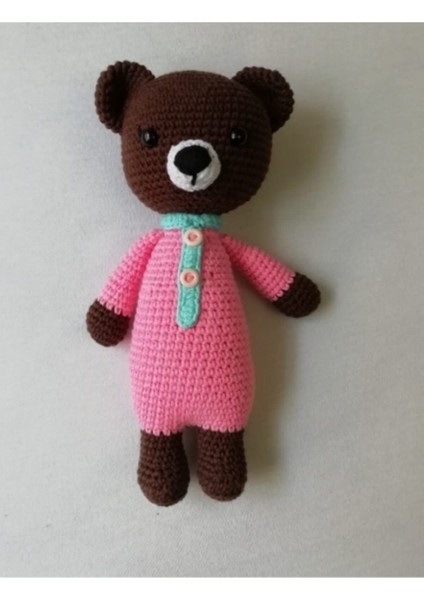 Sevimli Esmer Ayıcık Amigurumi Organik Oyuncak 1 Adet