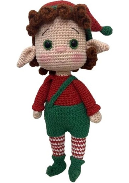 Yılbaşı Temalı Elf Bebek Amigurumi Organik Oyuncak 1 Adet