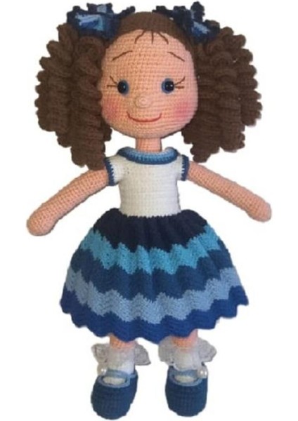 Deniz Kıvırcık Saçlı Karnaval Bebek Amigurumi Organik Oyuncak 1 Adet