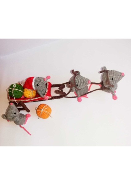 Mutlu Noel Fareleri Amigurumi Organik Oyuncak 1 Adet