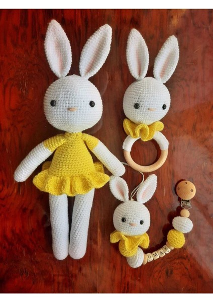 Amigurumi Sevimli Tavşan Yenidoğan Set 1 Adet