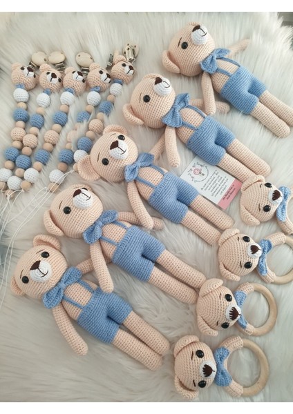 Amigurumi Örgü Oyuncak Uyku Arkadaşı Ayıcık Set 1 Adet