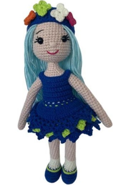 Mavi Can Çiçeği Bebek Amigurumi Organik Oyuncak 1 Adet