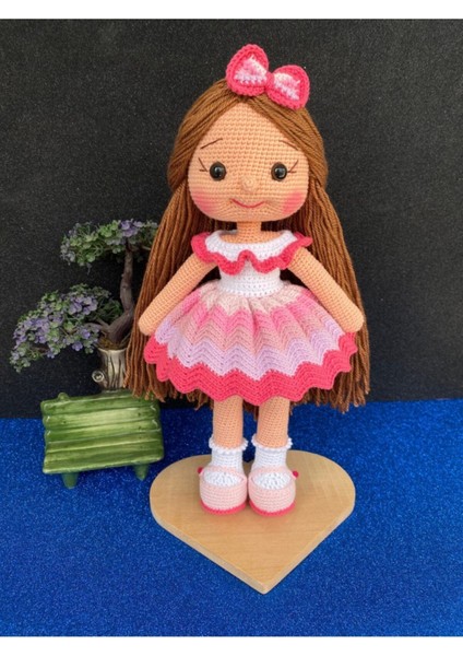 Amigurumi Organik Oyuncak Pembe Karnaval Tokalı Örgü Bebek 1 Adet