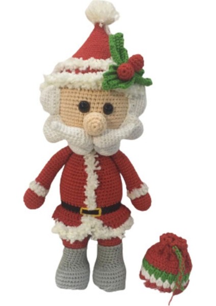 Çantalı Noel Baba Amigurumi Organik Oyuncak 1 Adet