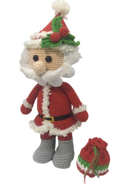 Çantalı Noel Baba Amigurumi Organik Oyuncak 1 Adet modelleri