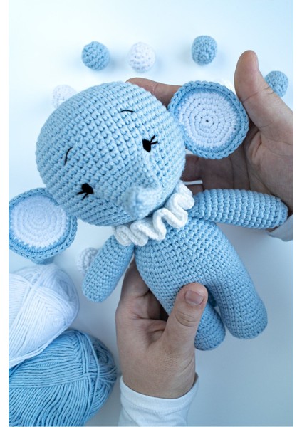 Uyku Arkadaşı Fil Oyuncak, Amigurumi Bebek, Uyku Arkadaşı, Örge Bebek Oyuncak 1 Adet