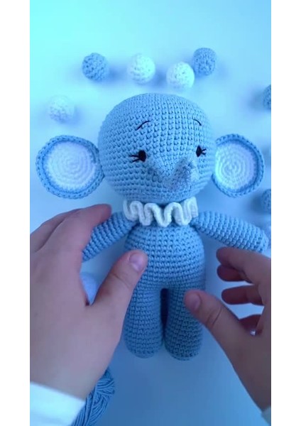 Uyku Arkadaşı Fil Oyuncak, Amigurumi Bebek, Uyku Arkadaşı, Örge Bebek Oyuncak 1 Adet