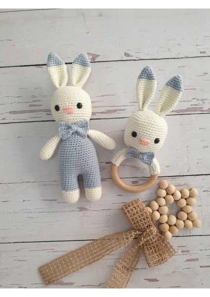 Amigurumi Örgü Oyuncak Uyku Arkadaşı Tavşan Set Hediyelik 1 Adet