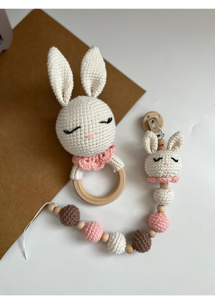 Elite Amigurumi Örgü Çıngırak ve Diş Kaşıyıcı Ikili Set 1 Adet