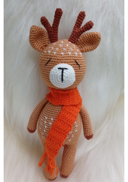 Amigurumi Atkılı Uyku Arkadaşı Yakışıklı Geyik Oyuncak 1 Adet