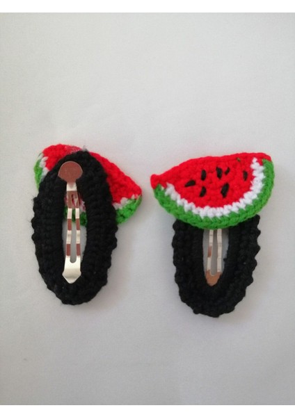 Amigurumi Çıtçıt Toka El Örgüsü 2'li Karpuz Model 1 Adet