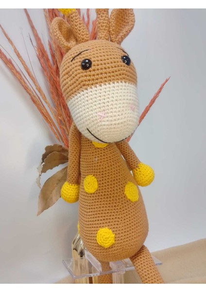 El Yapımı Organik Sevimli Zurafa Amigurumi Bebek 1 Adet