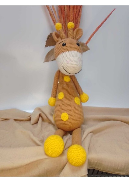 El Yapımı Organik Sevimli Zurafa Amigurumi Bebek 1 Adet