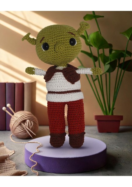Elite Shrek - Amigurumi Bebek 19 cm - El Yapımı Örgü Oyuncak 1 Adet