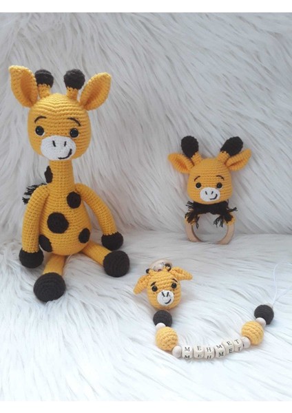 Şirin Zürafa Yeni Doğan Takımı Amigurumi Organik Oyuncak 1 Adet