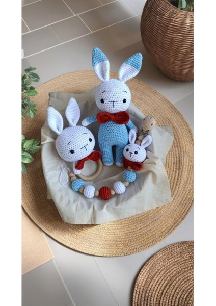 Amigurumi Tavşan Oyuncak - Diş Kaşıyıcı & Emzik Zinciri/askısı Mavi 1 Adet fiyatları