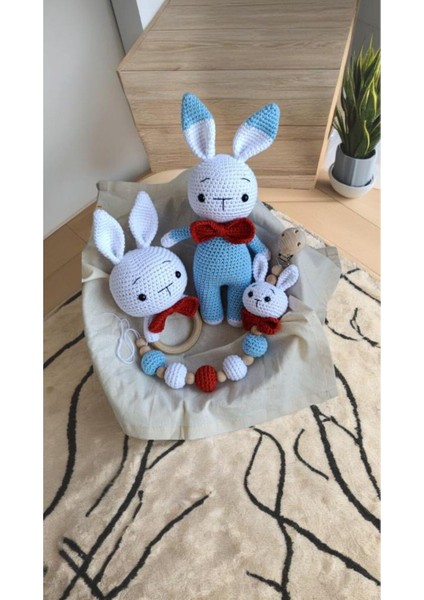 Amigurumi Tavşan Oyuncak - Diş Kaşıyıcı & Emzik Zinciri/askısı Mavi 1 Adet indirimleri