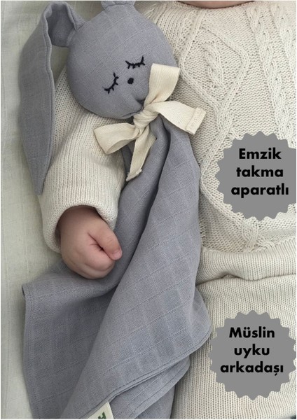 Elite Gri Müslin Uyku Arkadaşı (Emzik Askılı) Organik Pamuk 1 Adet