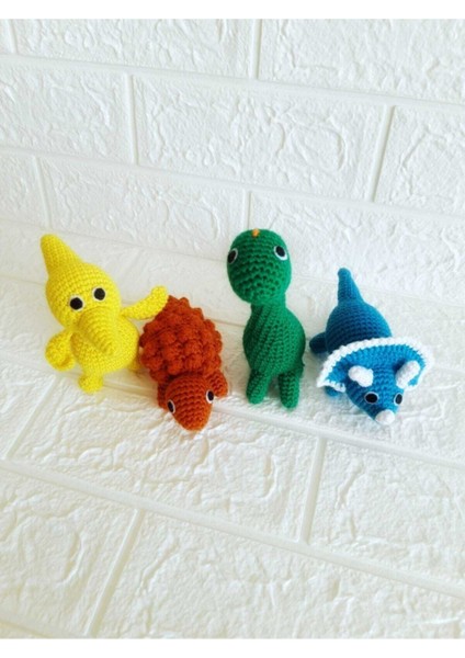 Neşeli Dinozorlar Takımı Amigurumi Organik Oyuncak 1 Adet