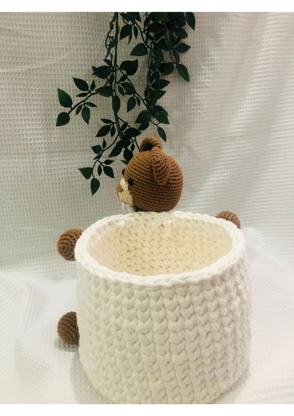 Amigurumi Örgü El Emeği Penye Sepet Sarılı Kahverengi Ayıcık 1 Adet fiyatları