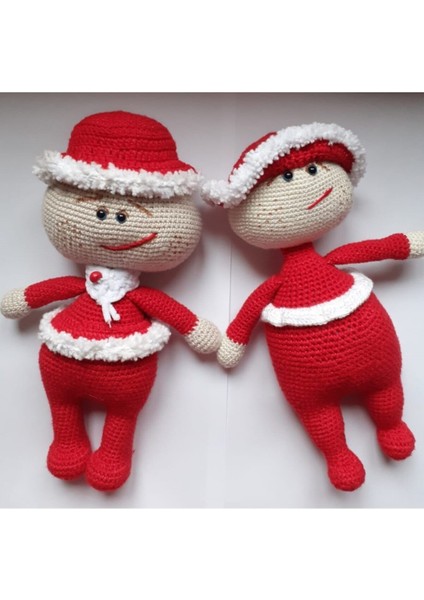 Yılbaşı Neşeli Ikizleri Amigurumi Organik Oyuncak 1 Adet