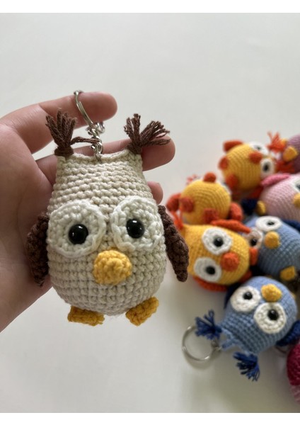 Amigurumi Baykuş Anahtarlık Küçük Oyuncak 1 Adet