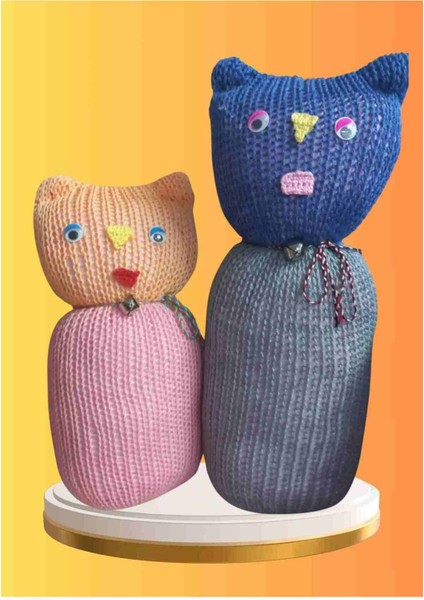 Elite Tıkırık Örgü Yastık Uyku ve Oyun Arkadaşı Şeker & Cingöz - 35 Cm-45 cm 1 Adet