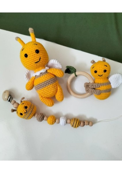 Amigurumi Arı Yeni Doğan Set Organik Oyuncak 1 Adet