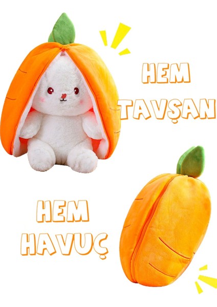 Elite Havuç Tavşan Uyku Arkadaşı - Özel Tasarım Hem Havuç Hem Tavşan- Peluş Oyuncak 1 Adet