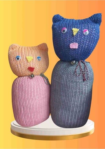 Tıkırık Örgü Yastık Uyku ve Oyun Arkadaşı Şeker&cingöz - 35 cm-45 cm 1 Adet