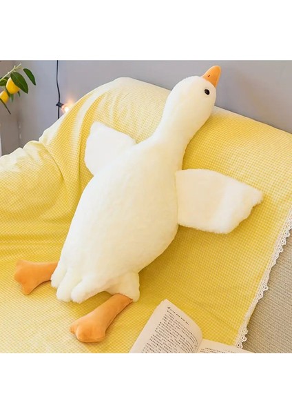 Elite Sevimli Peluş Welsoft Çocuk Uyku Arkadaşım Uçan Kaz 75 cm Bebek Uyku Yastığı Ördek Beyaz 1 Adet