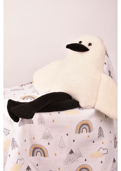 Elite Sevimli Peluş Çocuk Uyku Arkadaşım - 50 cm Çocuk Bebek Oyun Uyku Arkadaşı Duffy Ördek Yastık Beyaz 1 Adet
