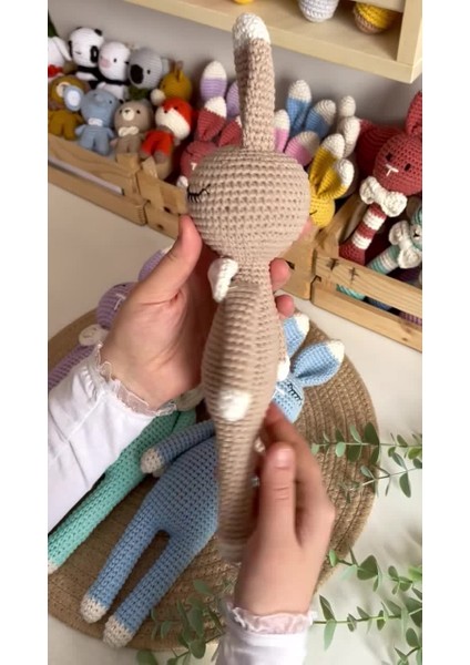 Amigurumi Bebek Uyku Arkadaşı Tavşan, Örgü Oyuncak, Uyku Oyuncağı, Uyku Arkadaşı Bebek 1 Adet