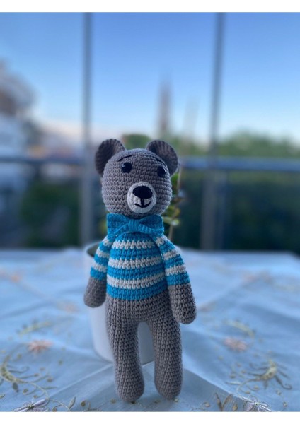 Gri Ayıcık Amigurumi Organik Oyuncak 1 Adet