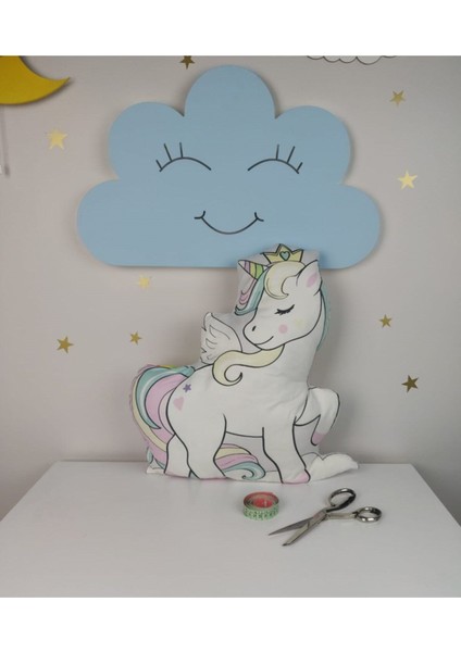 Unicorn Pofuduk Dekoratif Uyku Arkadaşı Yastığı ve Kırlent MKTUA-002 1 Adet
