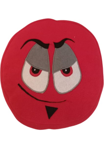 Elite Emoji Yastık Peluş Oyuncak Kırmızı Oyun ve Uyku Arkadaşı 1 Adet