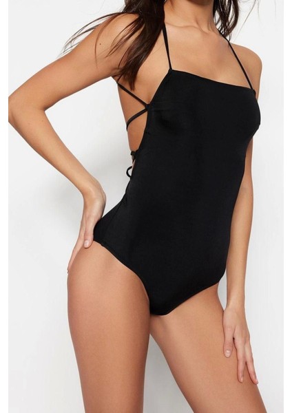 Kadın Destekli Askılı Kare Yaka Siyah Sırt Dekolteli Regular Mayo fiyatları