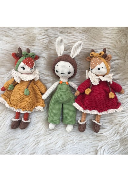 Amigurumi Yılbaşı Üçlüsü Oyun ve Uyku Arkadaşı Arkadaşı Tavşan Geyik 1 Adet fiyatları