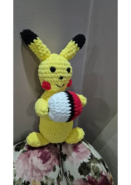 Elite Amigurumi Pikachu Örme Pelus Organik Oyuncak Cocuk Uyku Arkadaşı 1 Adet