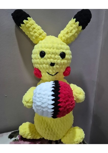 Elite Amigurumi Pikachu Örme Pelus Organik Oyuncak Cocuk Uyku Arkadaşı 1 Adet