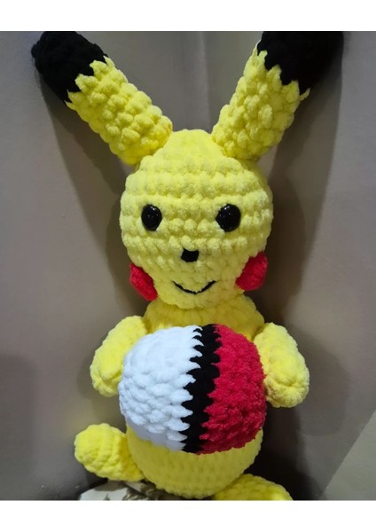 Elite Amigurumi Pikachu Örme Pelus Organik Oyuncak Cocuk Uyku Arkadaşı 1 Adet