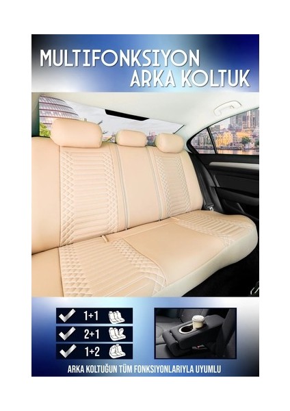 Kia Nino Lüx Full Deri Oto Koltuk Kılıfı Ön Arka Takım (Exclusive) Bej fiyatları