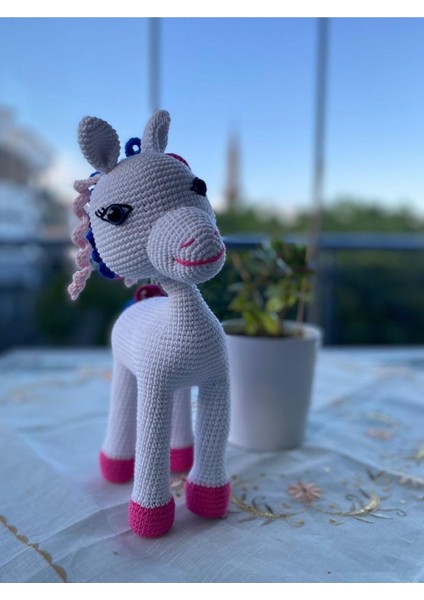 Pembe Beyaz Rüya At Amigurumi Organik Oyuncak 1 Adet fiyatları