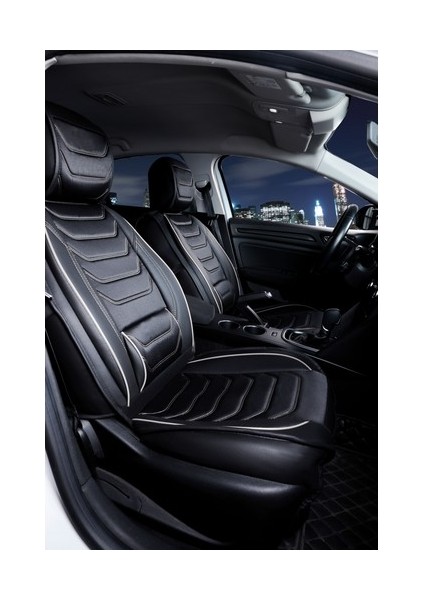 alfa Romeo 147 Lüx Oto Koltuk Kılıfı Ön Arka Takım Eagle Serisi Siyah Beyaz