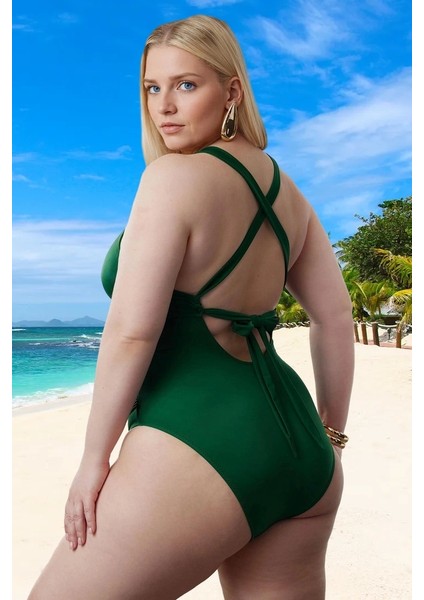Konforlu Modern Büyük Beden Mayo Plaj Kıyafeti Plus Size Uv Korumalı