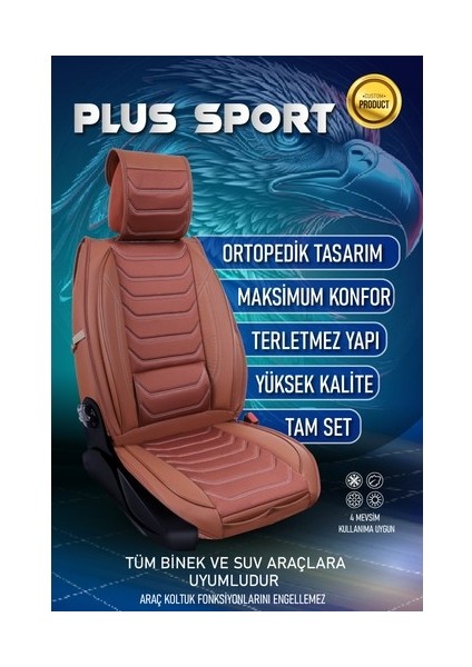 Ssanyoung Actyon Lüx Oto Koltuk Kılıfı Ön Arka Takım Eagle Serisi Tarçın