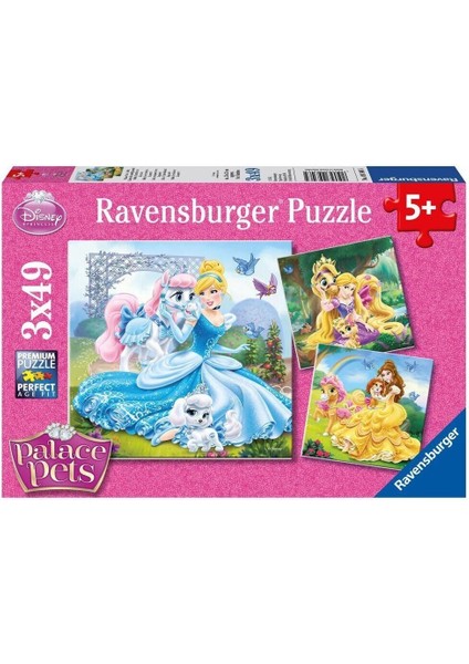 93465 Palace Pets Belle, Cinderella, Rapunzel 3X49 Parça Ravensburger Puzzle