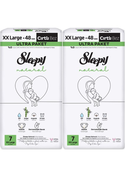 Bebek Bezi Natural Beden:7 (20-30 kg) Xx Large 96 Adet